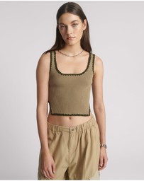 ONE TEASPOON - Knitted Scallop Tank Top - Khaki
