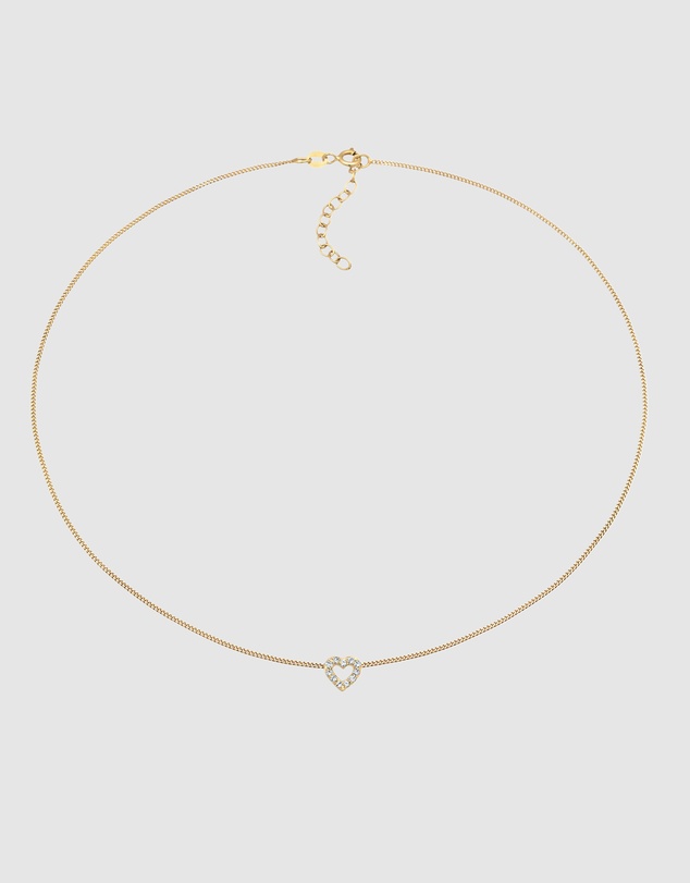 Elli Jewelry - Necklace Choker Crystal Heart 925 Sterling Silver Gold-Plated
