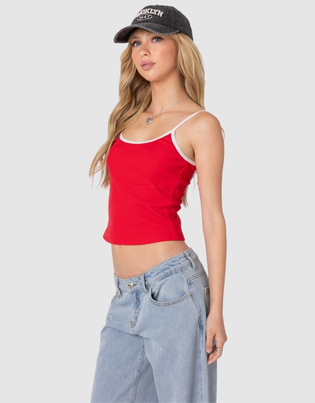 EDIKTED - Franky Ribbed Contrast Tank Top