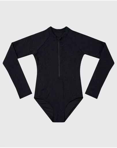 Aqua Blu Kids - Stepping Stones Black Long Sleeve One Piece - Teens