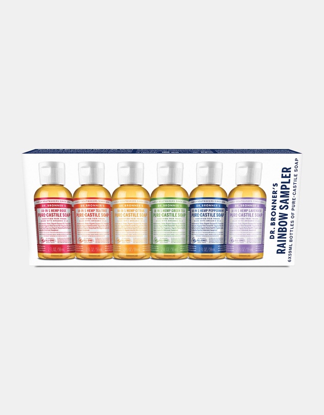 Dr Bronner's - Rainbow Sampler Gift Set -  6 x 59ml Dr Bronner's Liquid Castile Soaps