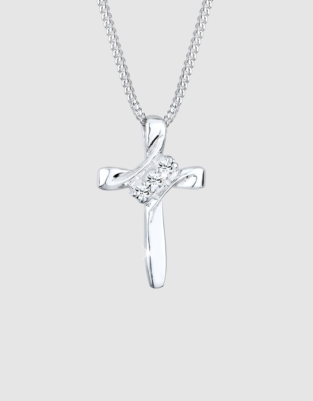 Elli Jewelry - Necklace Crystal Cross 925 Sterling Silver