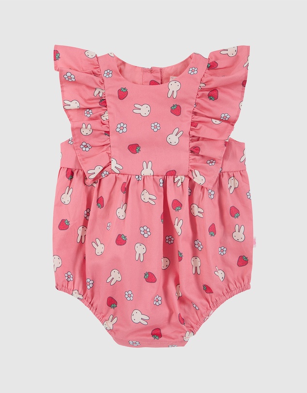Kynd Baby - Miffy Yoke Romper in Strawberry