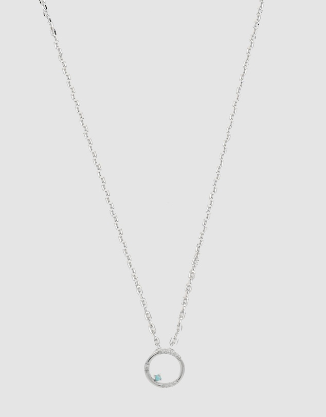 Georgini - Georgini Opal Glow Blue Created Opal Circle Silver Pendant