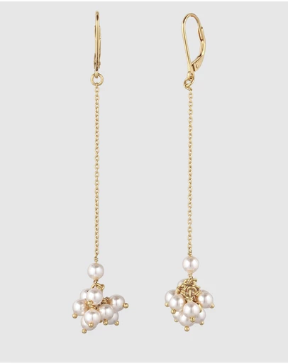Elli Jewelry - Pearl Cluster Drop Earrings in Gold-Plated 925 Silver