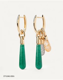 PDPAOLA - Green Aventurine Large Jupiter Hoop Earrings