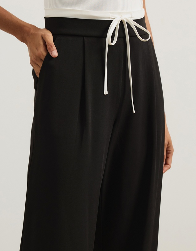 Atmos&Here - Cally Contrast Waist Wide Leg Pants