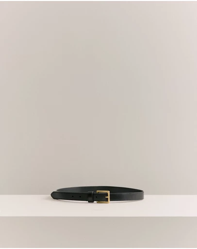 Trenery - Leather Slim Belt in Black