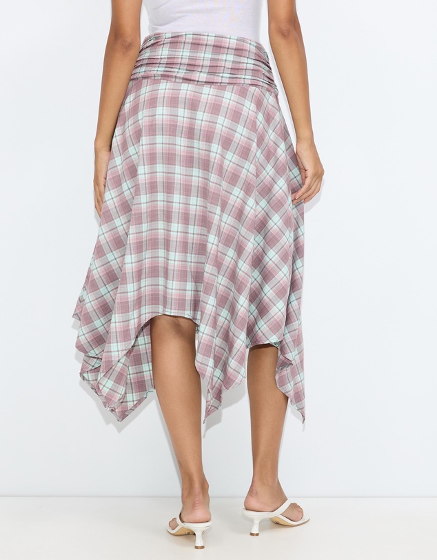 Dazie - Hamilton Hanky Hem Check Midi Skirt