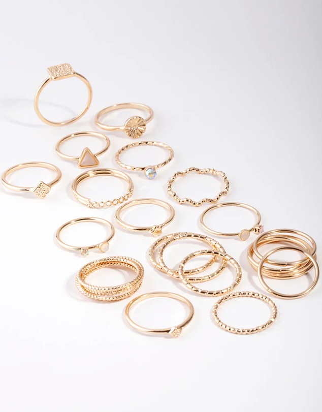 Lovisa - Gold Diamond Cut Ring 26-Pack