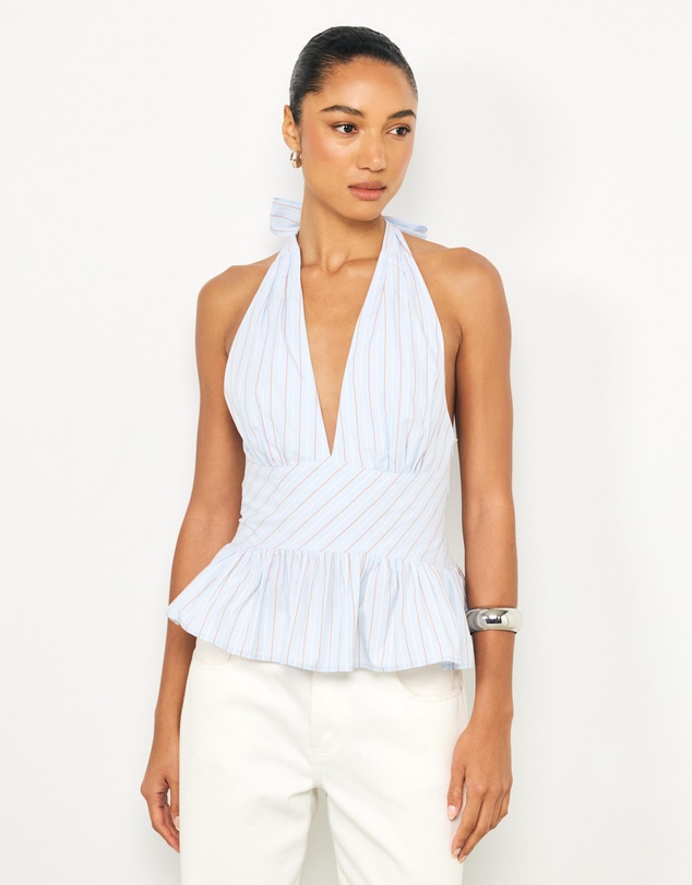 AERE - Halle Striped Halter Top