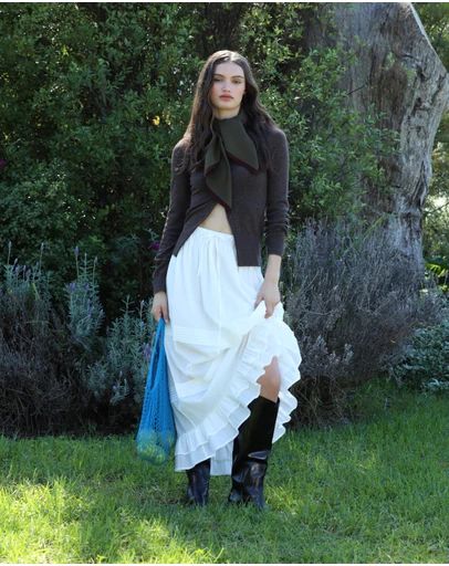 AERE - Tiered Hem Cotton Skirt