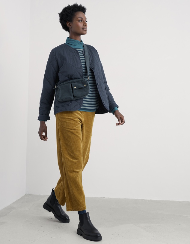 Seasalt - Seasalt Cornwall Navy Swift Barn Organic Cotton Quilted Jacket