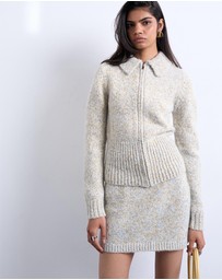 TOPSHOP - Knitted Heavy Twist Yarn Collard Cardigan