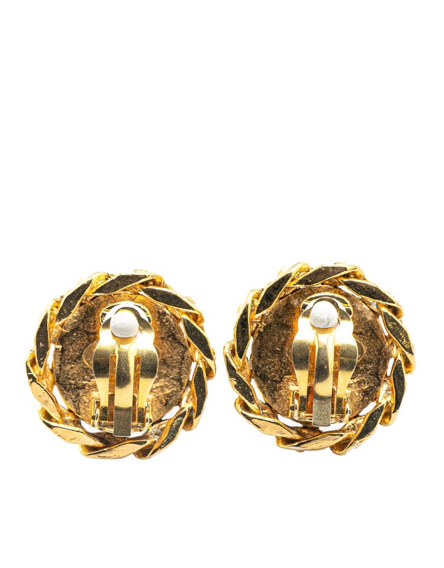 Pre-Loved by Azura Reborn - Pre-Loved Gold Plated CC Rhinestones Clip on Earrings