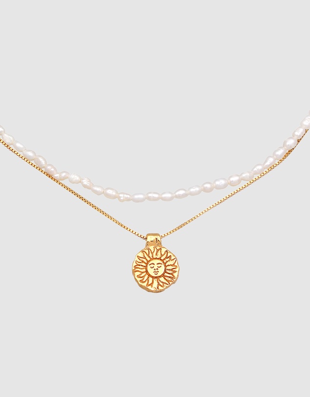 Elli Jewelry - Necklace Choker Sun Layer Freshwater Pearls in 925 Sterling Silver
