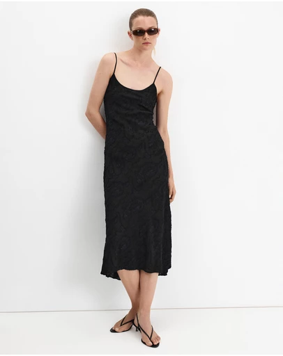 M.N.G - Chiffon Dress with Embroidered Details