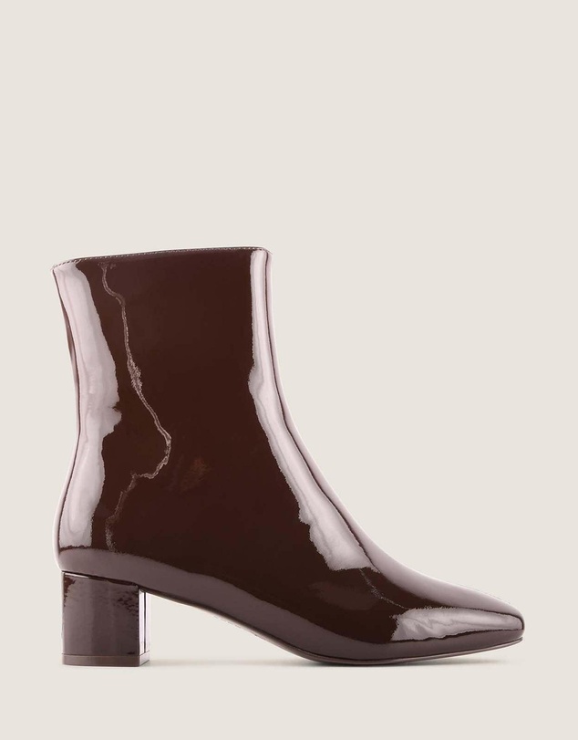 Shelly Shen - Noah Heel Ankle Boots Brown Patent