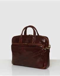 Republic of Florence - Pretoria Brown Leather Laptop Briefcase