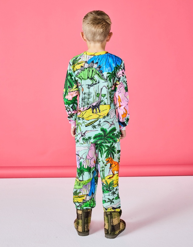 Kip&Co - Jurassic Kids Organic Cotton Long Sleeve Top Pants Pyjama - Kids-Teens
