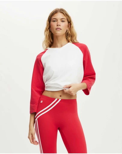 Cotton On Body Active - Active 3/4 Sleeve Graphic Raglan Tee