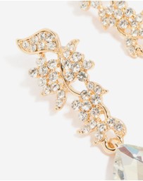 Lovisa - Gold Diamante Flowers & Large Diamante Drop Earrings