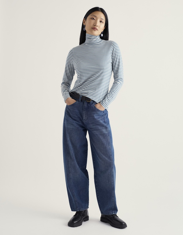 Seasalt - Seasalt Cornwall Blue Landing Roll Neck Top