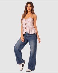 EDIKTED - Juniper Tie Front Ruffled Top