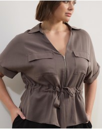 Atmos&Here Curvy - Viola Shirt With Adjustable Drawstring At Waist