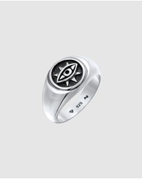 Kuzzoi - ICONIC EXCLUSIVE - Ring Men Evil Eye in 925 Sterling Silver Oxidized