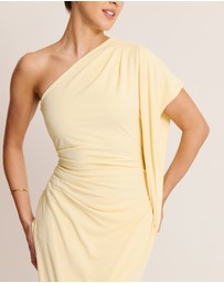 Six Stories - Asymmetric Stretch Gathered Maxi Dress