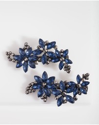 Lovisa - Gunmetal Mixed Crystal Floral Hair Clip