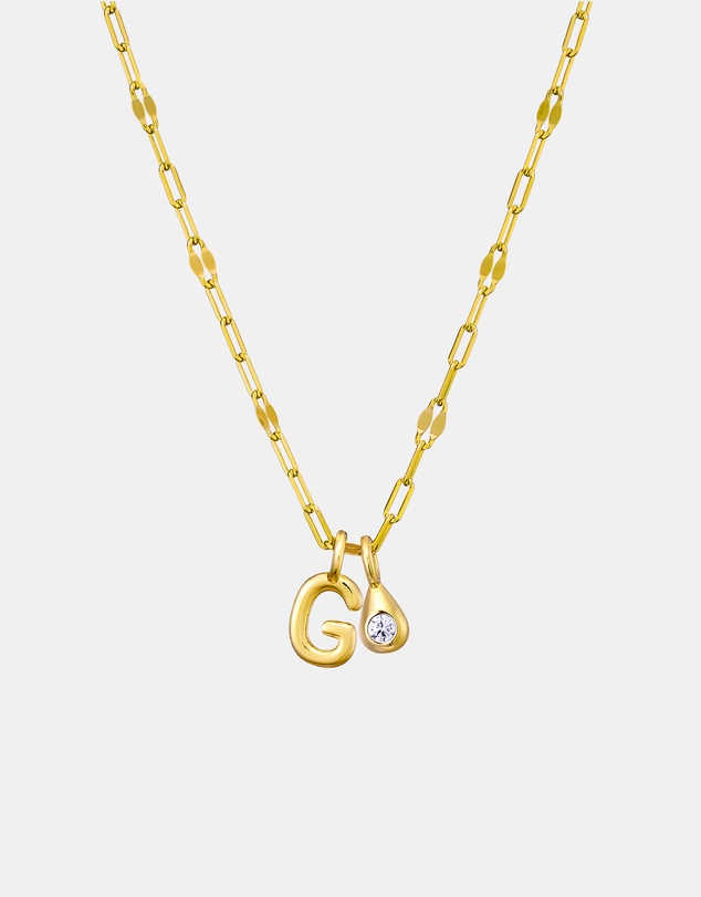 Zoe Olivia - 14K Gold Vermeil Imprint Initial G Cubic Zirconia Necklace