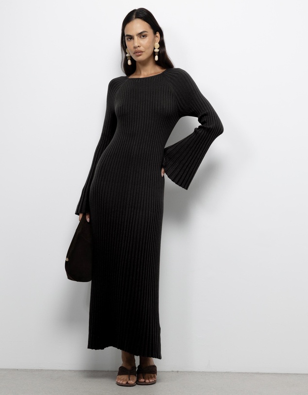 AERE - Indi Accordian Pleated Organic Knit Dress