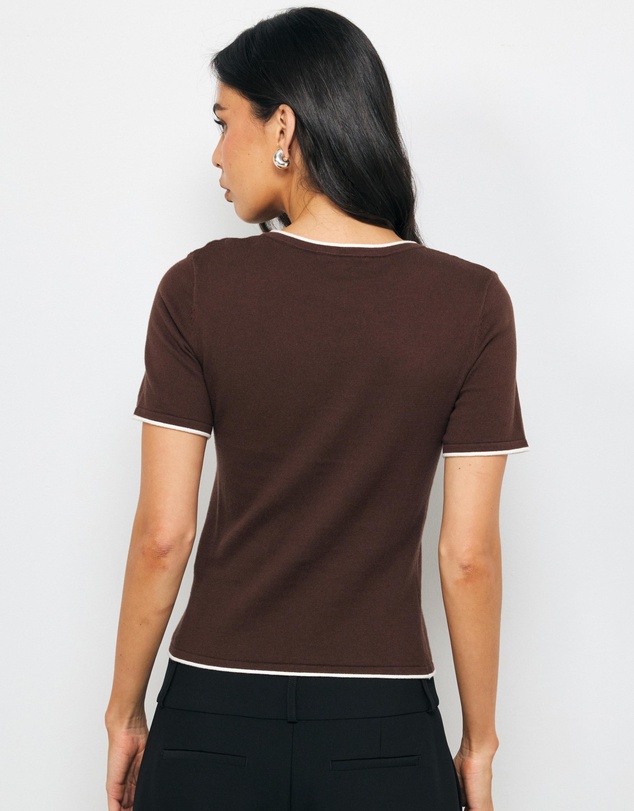 AERE - Ayla Contrast Organic Cotton Knit Top