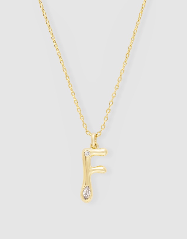 Wanderlust + Co - Alphabet Bubble Pendant Necklace - Letter F