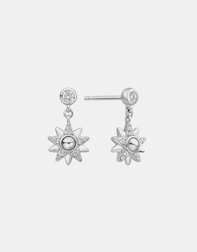 Ania Haie - Ania Haie Silver Sunburst Dangle Stud Earrings