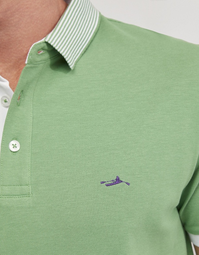 Oxford - Dylan Striped Collar Pique Polo