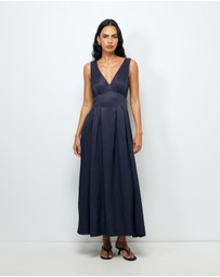 AERE - Nylah V-Neck Midi Dress