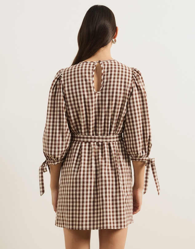 Atmos&Here - Hana Gingham Mini Dress With Tie Waist