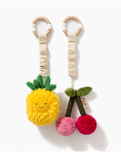 Living Textiles - 2 Pack Mini Market Brunch Stroller Toys - Pineapple & Cherries