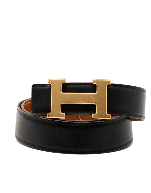 Pre-Loved by Azura Reborn - Pre-Loved Box Calf and Togo Constance H Reversible Belt