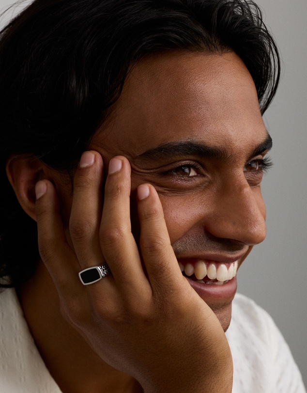 Michael Hill - Black Onyx Signet Ring in Sterling Silver