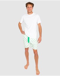 Sant And Abel - Men's Green Palm Tree Sleep Shorts