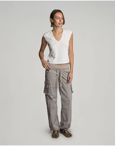 Love and Nostalgia - Little Rippa Rib Waist Cargo Pant - Taupe
