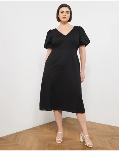 Atmos&Here Curvy - Costa Rica Linen Blend Midi Dress