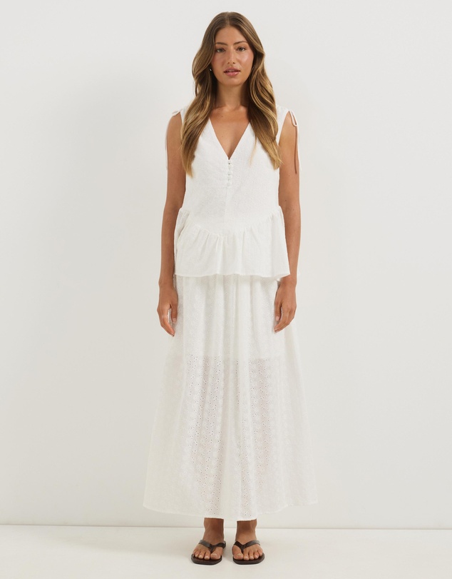Atmos&Here - Luci Broderie Long Midi Skirt