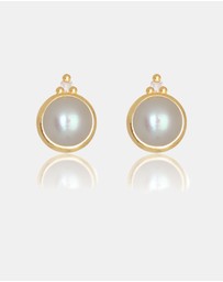Georgini - Freshwater Pearl And Two Natural Diamond June Gold Earrings