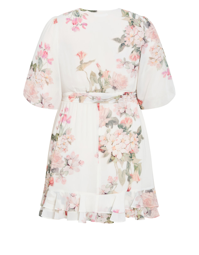 City Chic - Plus size Koko Print Mini Dress - ivory