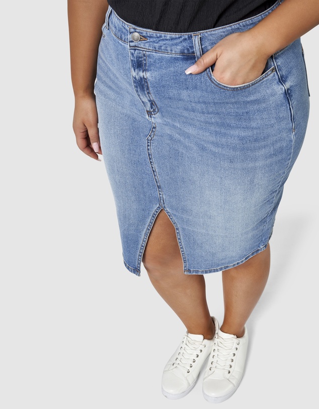 Sunday In The City - Two Men Down Denim Skirt